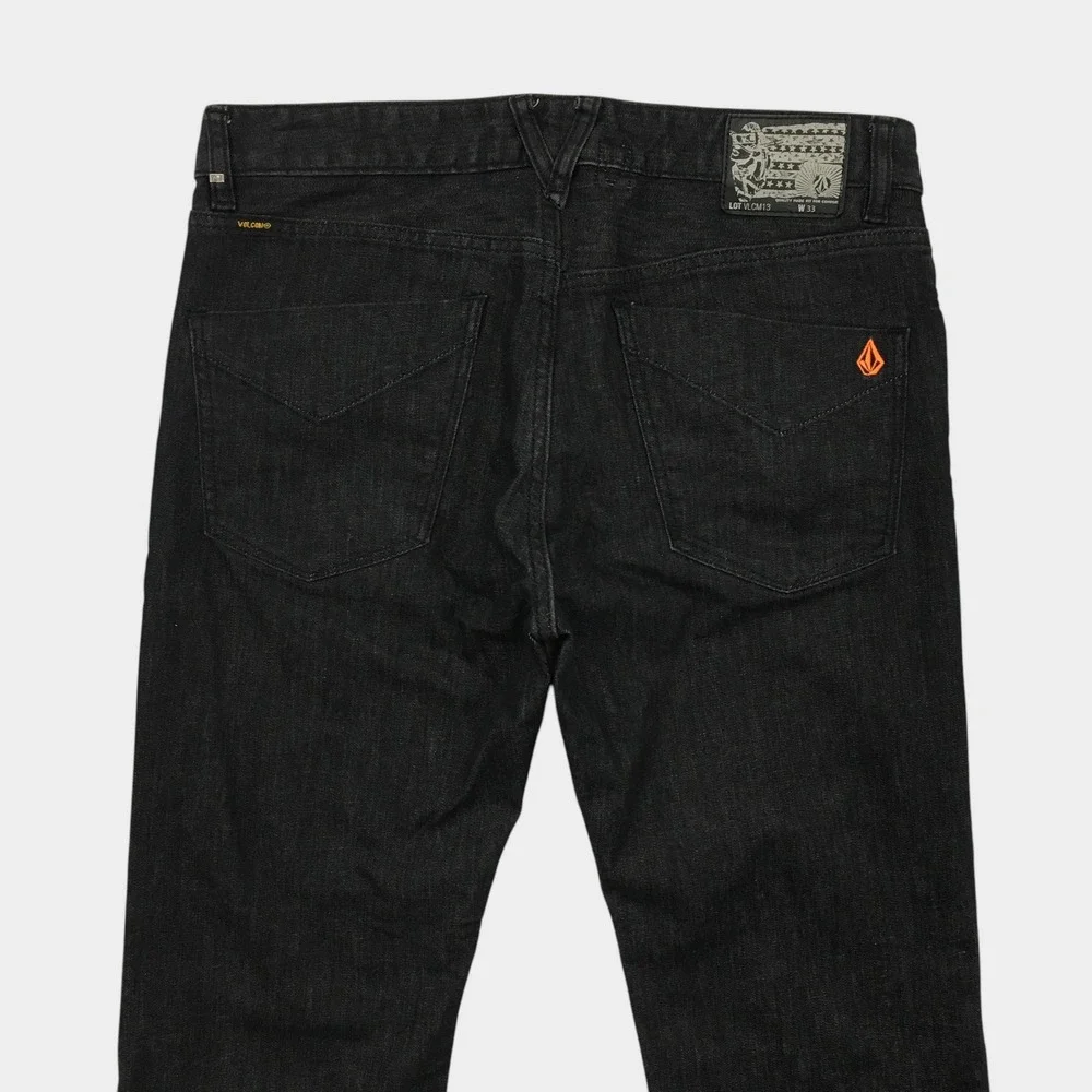 Volcom Five Down Jeans Mens 33 Black Classic Straight Fit Denim Skateboarding